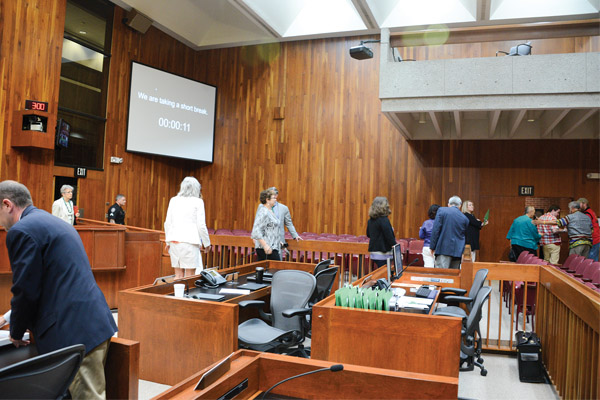 Everyone Gets a Break Outside as Fire Alarm Empties Greensboro City Council Chambers