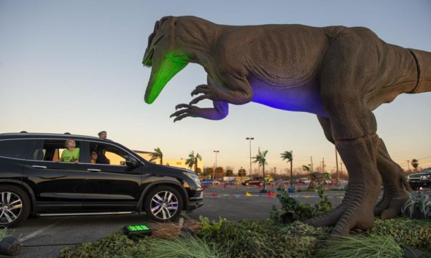 In May Dinosaurs Will Be Roaming Around The Coliseum Parking Lot