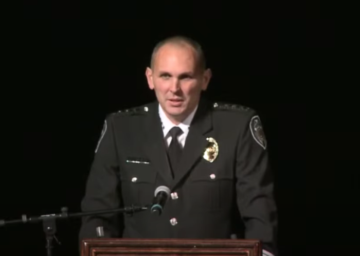 At Swearing-In Police Chief Thompson Speaks Outside The Box